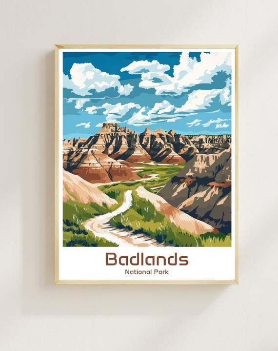 Badlands National Park Rugged Rock Formations Prairie Trail Poster