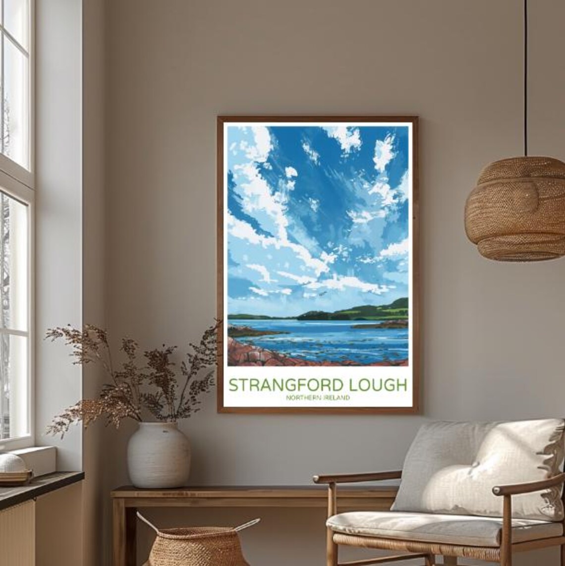 Strangford Lough Ireland Travel Poster With Rocky Shore And Clouds - Image 3