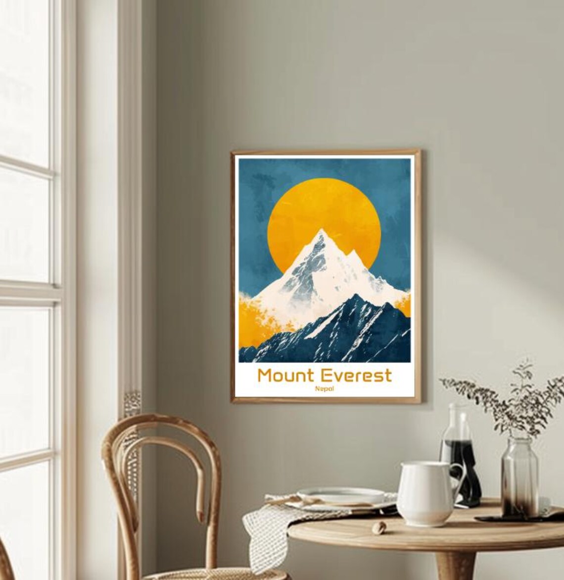 Mount Everest Nepal Snow Summit Golden Sun Vintage Travel Poster - Image 2
