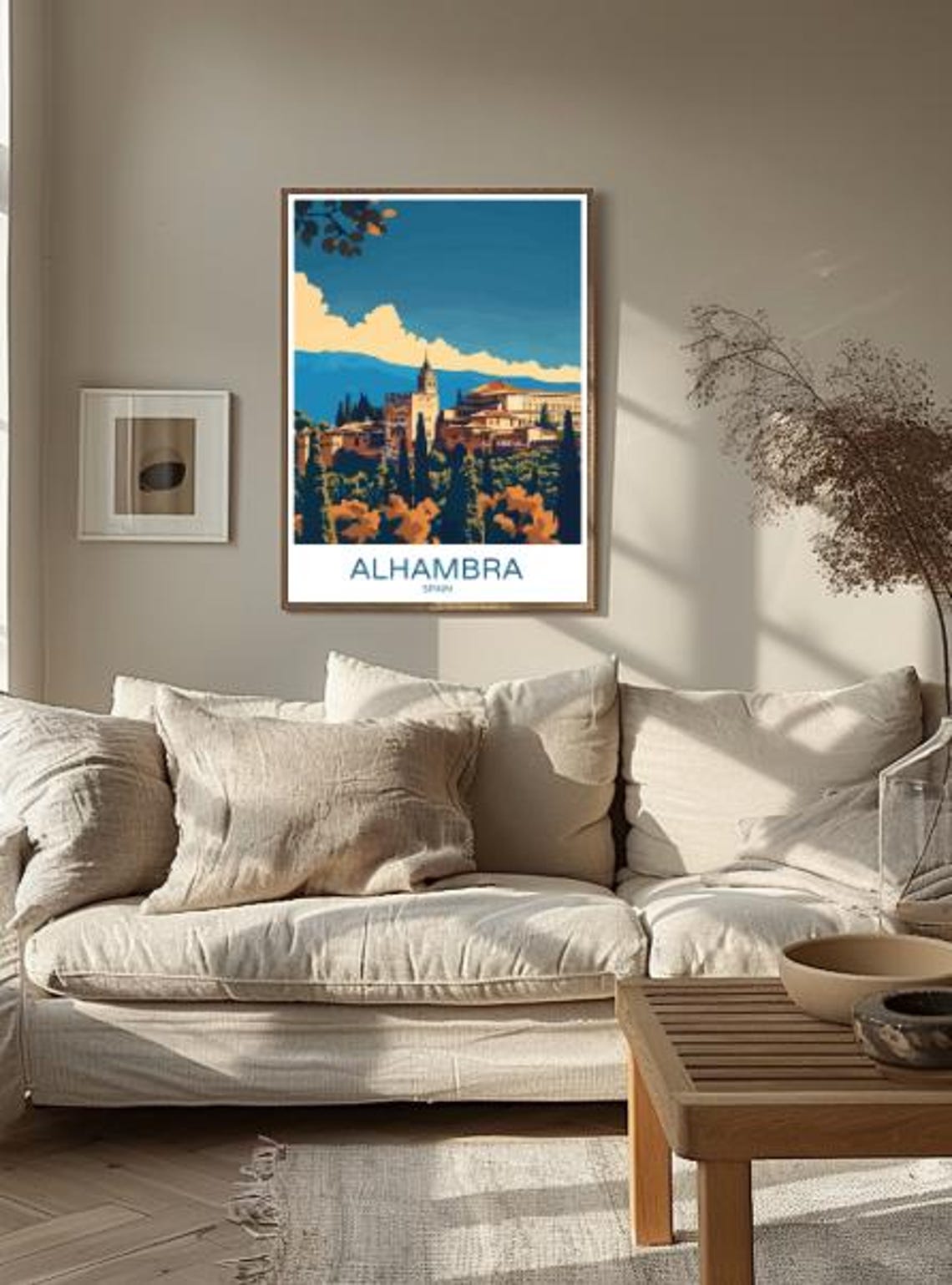 Alhambra Spain Travel Poster Moorish Palace Above Cypress Gardens - Image 2