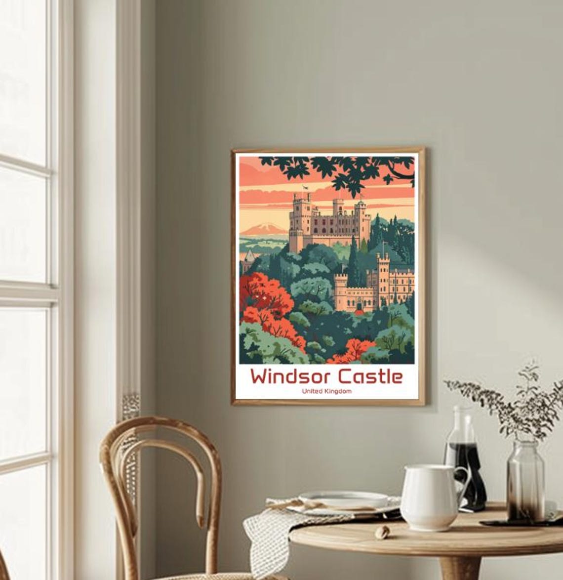 Windsor Castle United Kingdom Autumn Royal Illustration Poster - Image 2