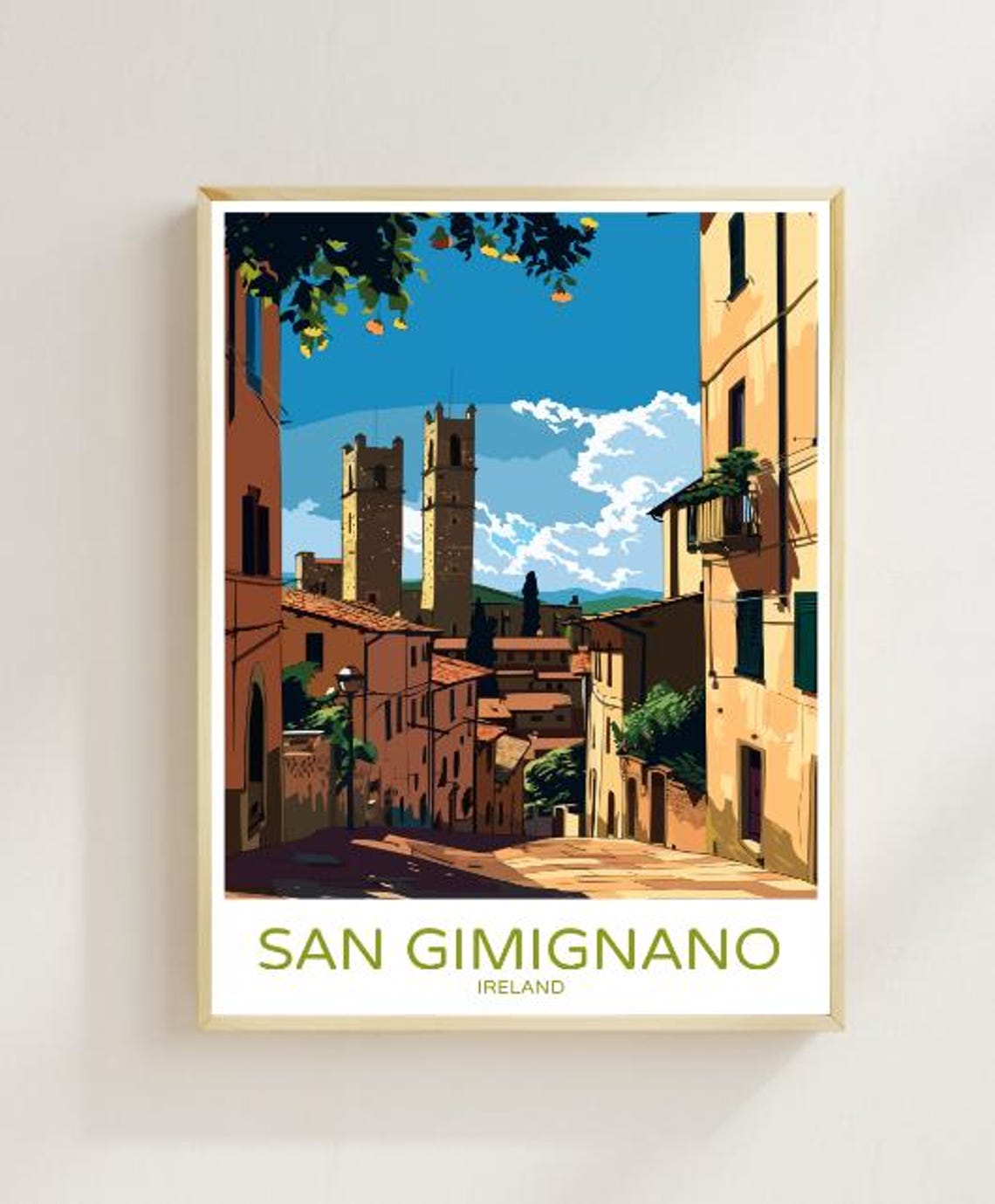 San Gimignano Medieval Towers Sunlit Old Street Scene Poster