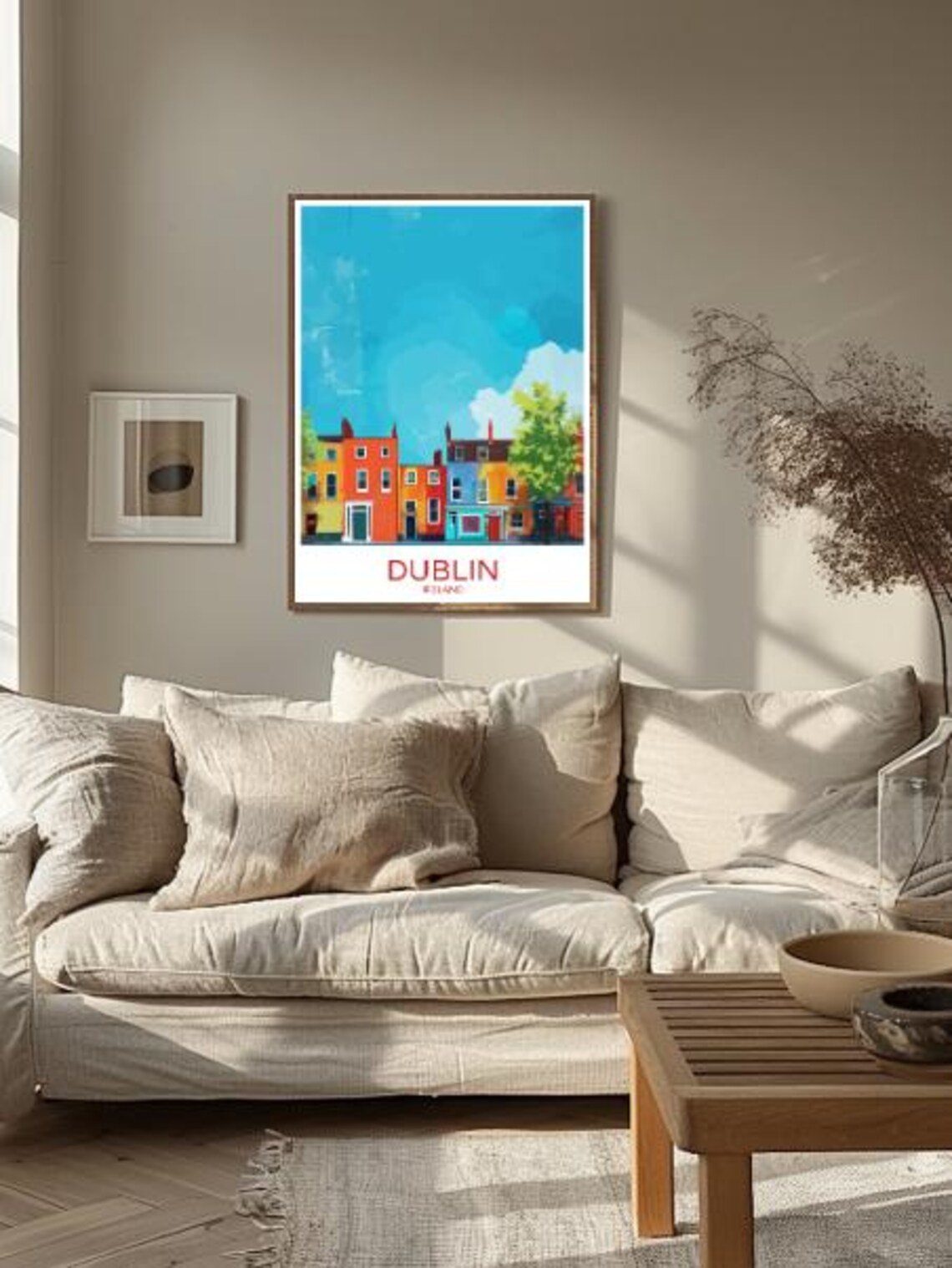 Dublin Ireland Colorful Georgian Row Houses Under Blue Sky Travel Poster - Image 2