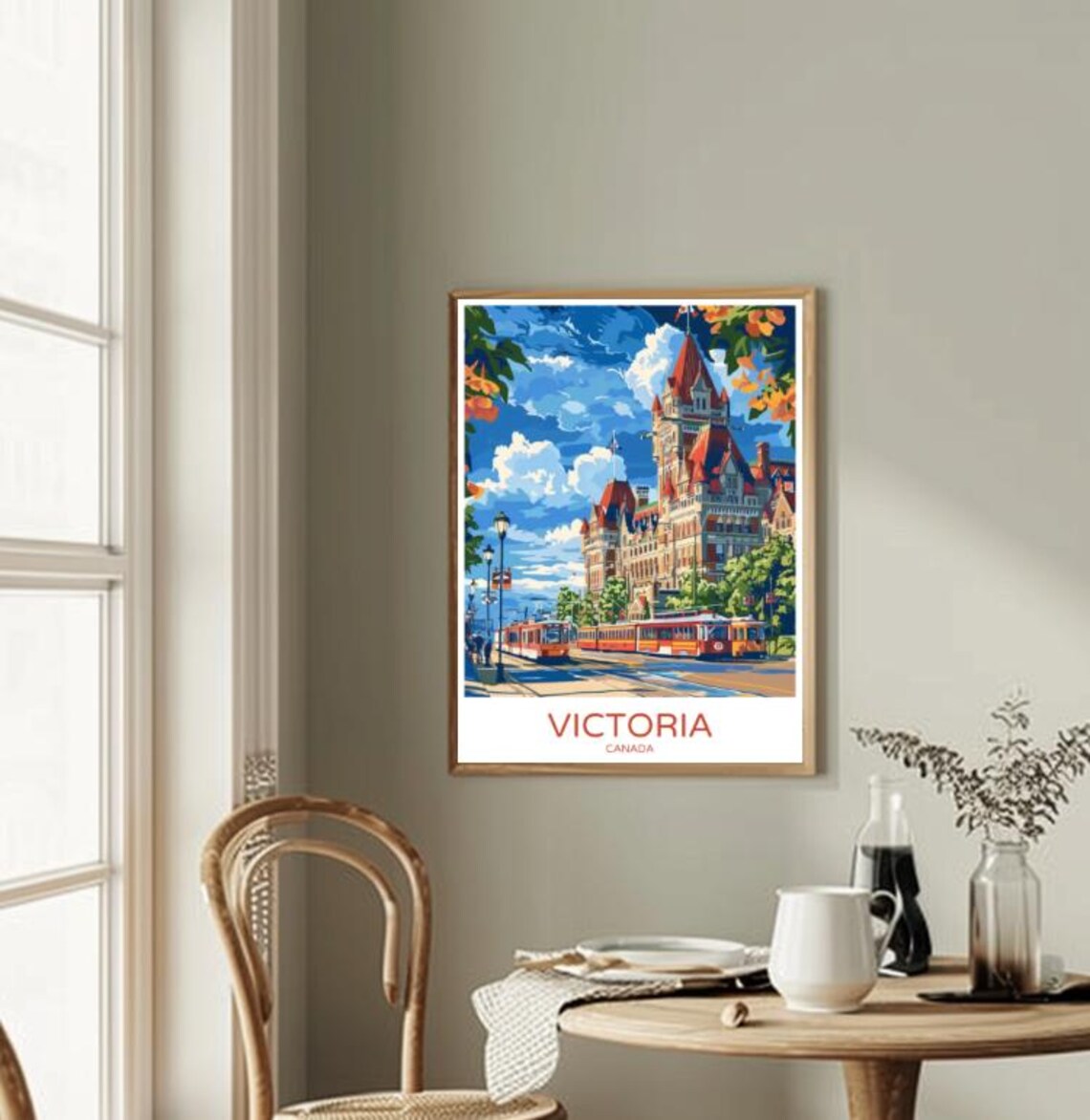 Victoria Canada Streetcars Historic Red Roof Building Poster - Image 2