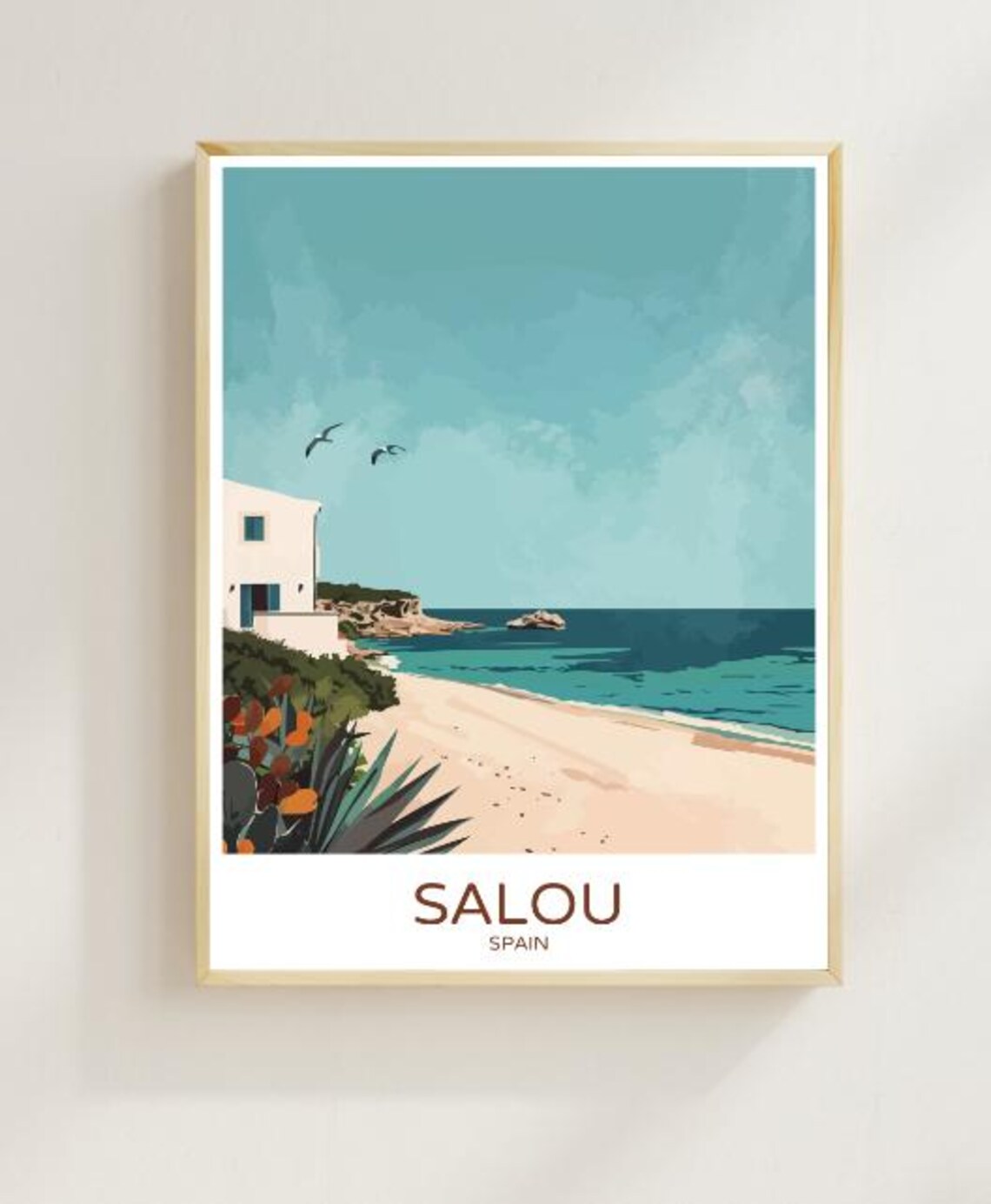 Salou Spain Travel Poster Vibrant Coastal Wall Art Of Beaches Amusement Parks Catalonia Travel Print Summer Decor Art Print