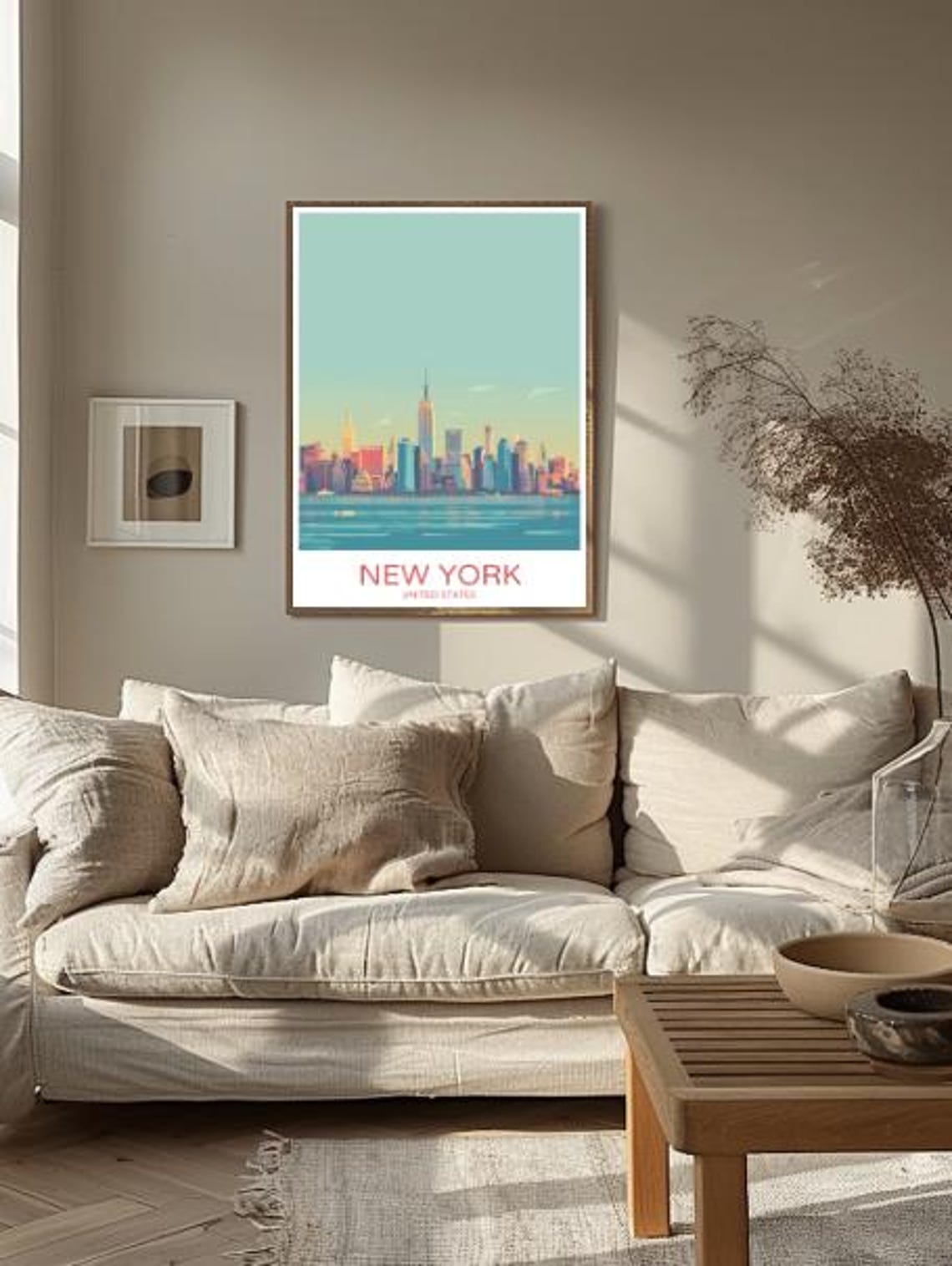 New York United States Manhattan Skyline Sunset Retro Travel Poster - Image 2