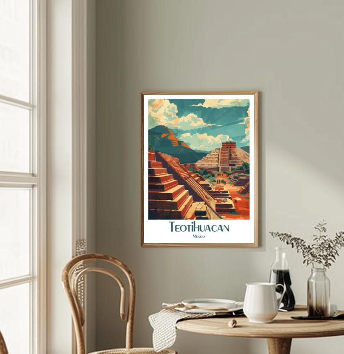 Teotihuacan Ancient Pyramids Glowing Under a Bright Blue Sky Poster - Image 2