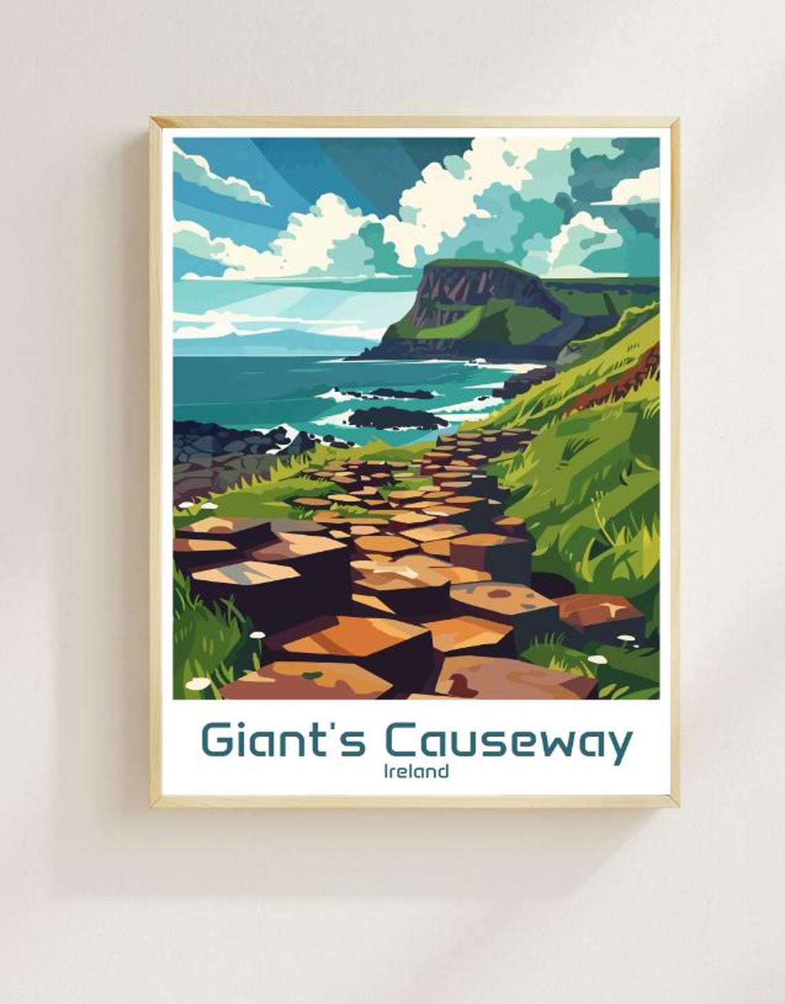 Giant's Causeway Ireland Basalt Cliffs Coastal Travel Poster