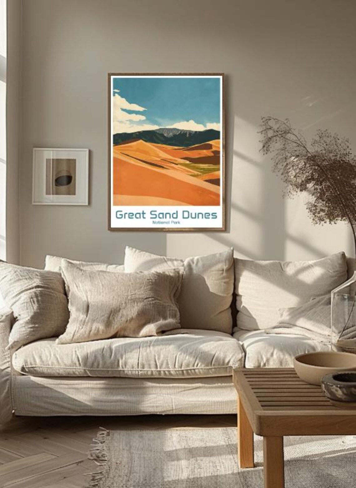 Great Sand Dunes National Park Travel Poster Orange Dunes Mountain Scene - Image 3