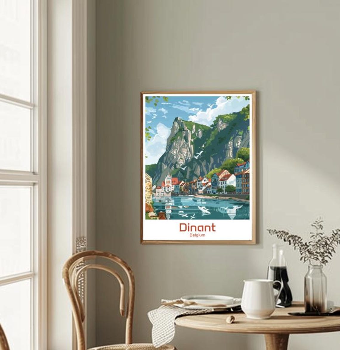 Dinant Belgium Citadel Cliffs Meuse River Town Vintage Travel Poster - Image 2