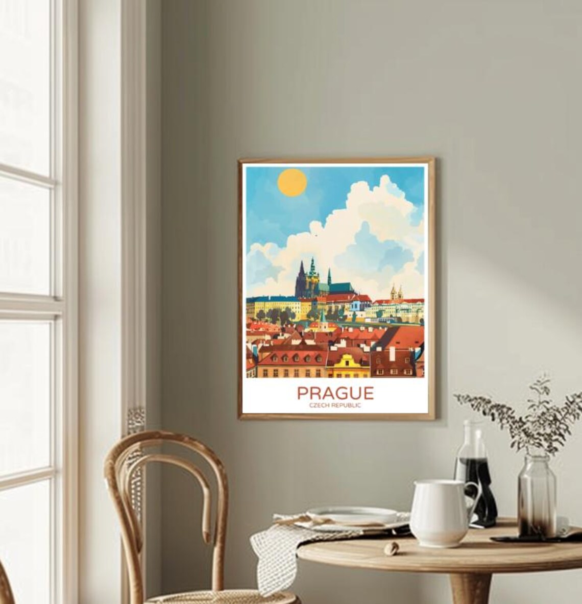 Prague Czech Republic Vintage Cityscape Travel Poster for Home Decor - Image 2