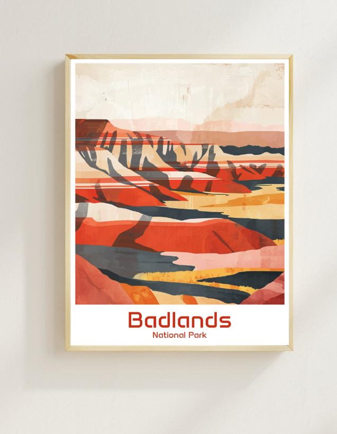 Badlands National Park Red Rock Formations Abstract Art Poster
