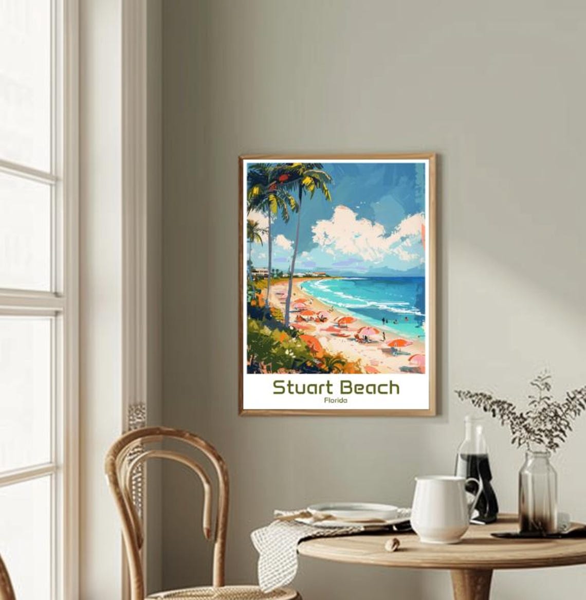 Stuart Beach Florida Palm Beach Umbrellas Coastal Travel Poster - Image 2