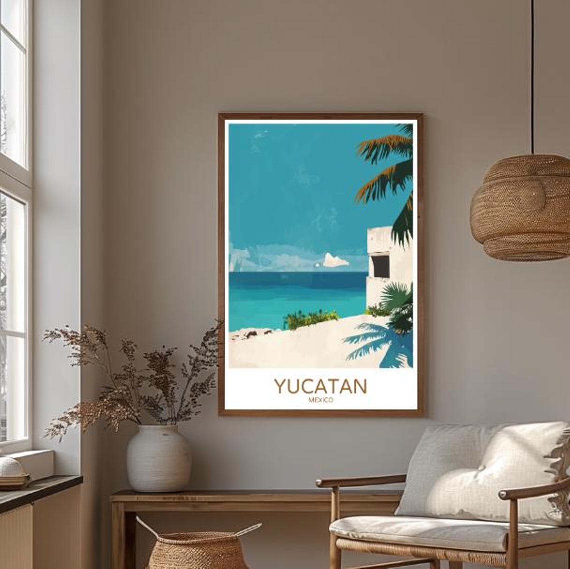 Yucatan Mexico Turquoise Coast Palm Beach Scene Travel Poster - Image 3