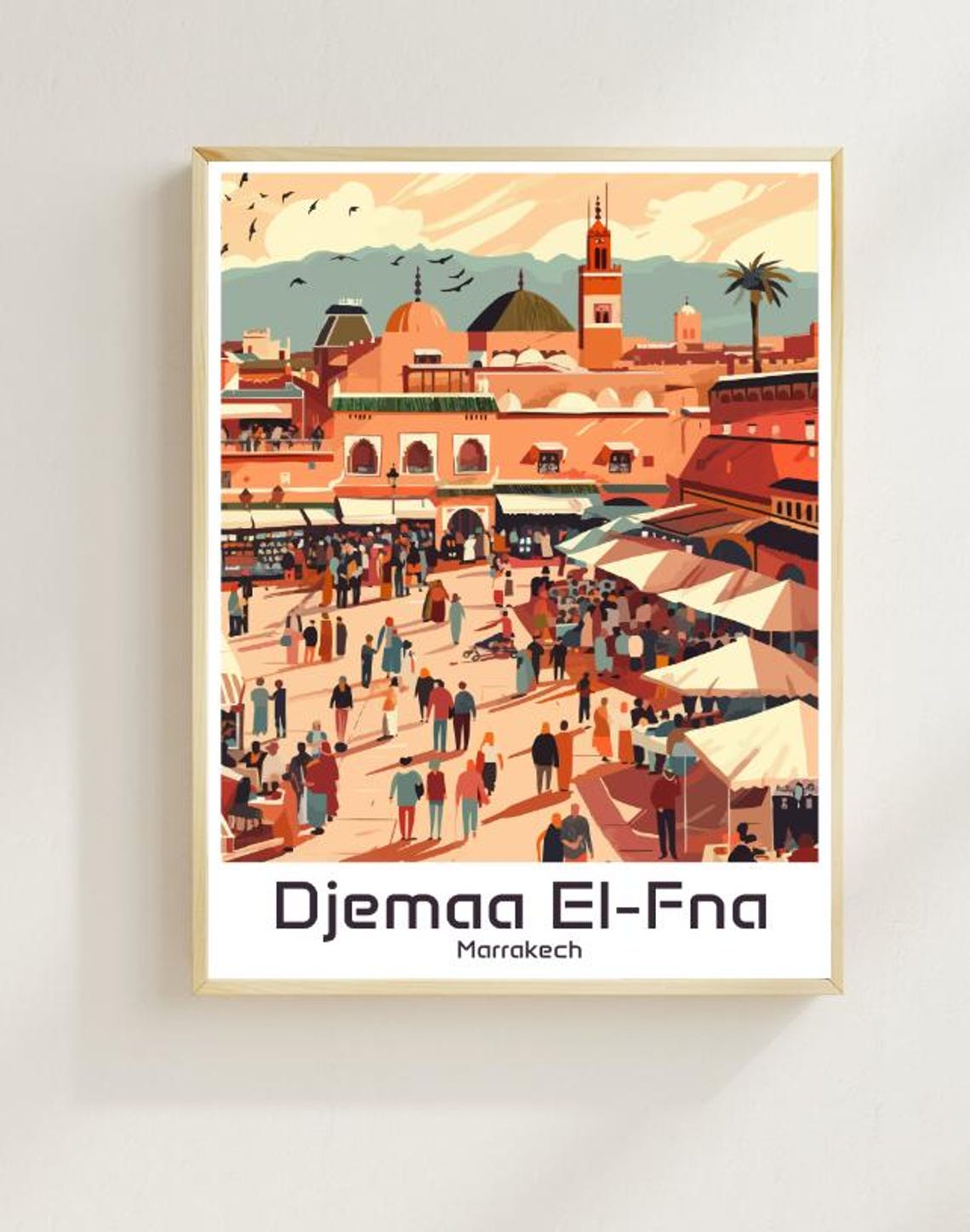 Djemaa El-Fna Market Square Atlas Mountains Marrakech Poster