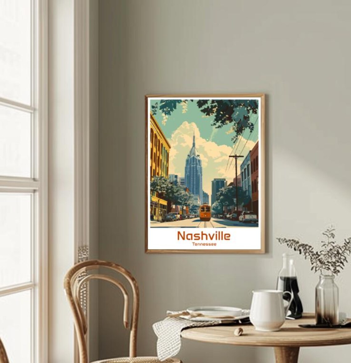 Nashville Tennessee Music City Street Trolley Illustrated Travel Poster - Image 2