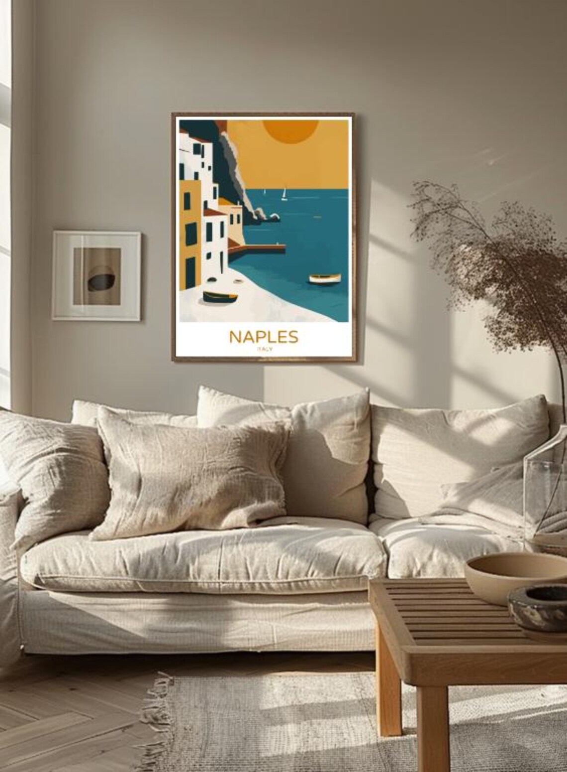 Naples Italy Sunset Seaside Travel Poster Coastal Cityscape Style Decor - Image 3