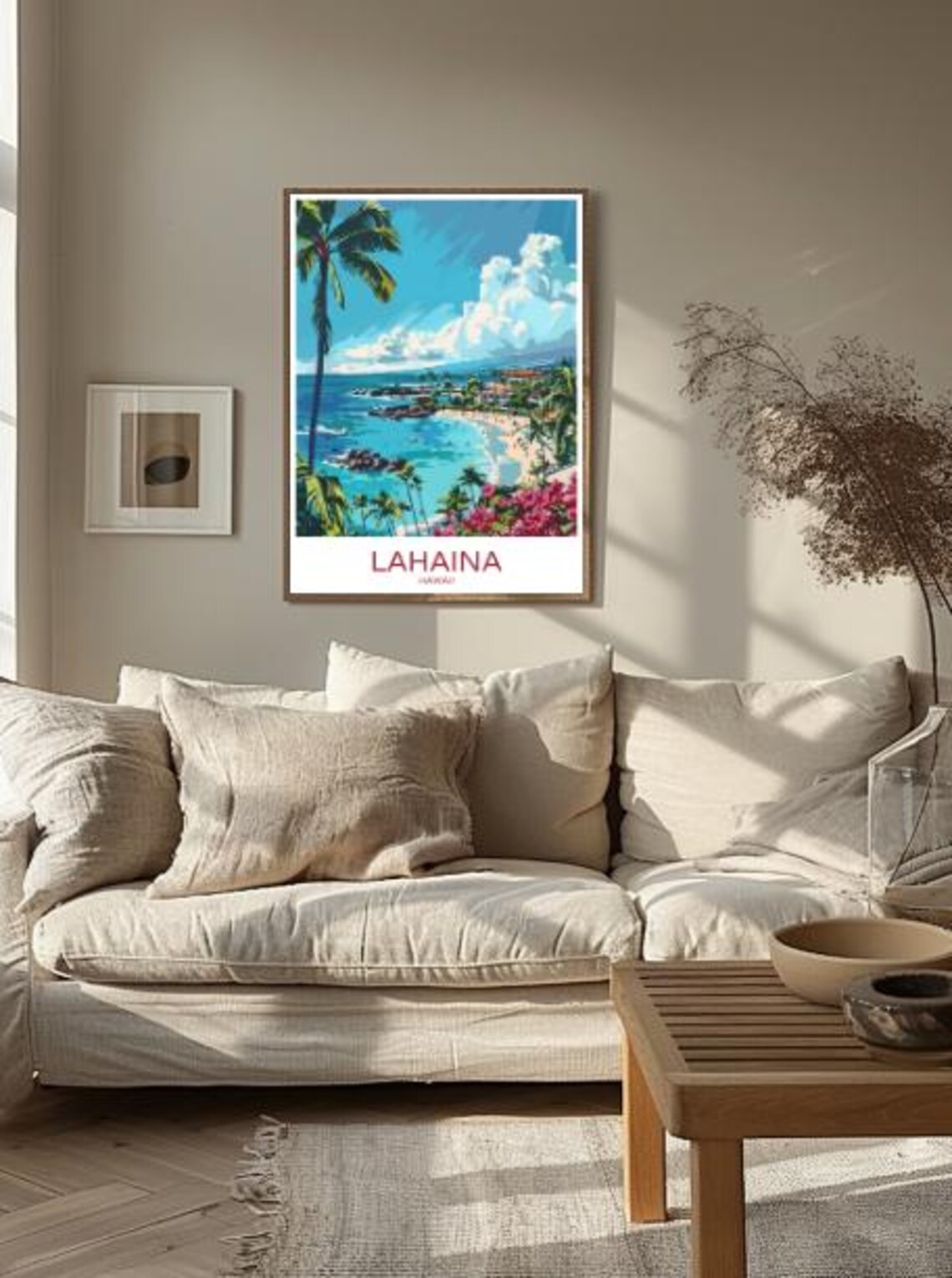 Lahaina Hawaii Travel Poster With Palm Beach And Tropical Bay View - Image 2