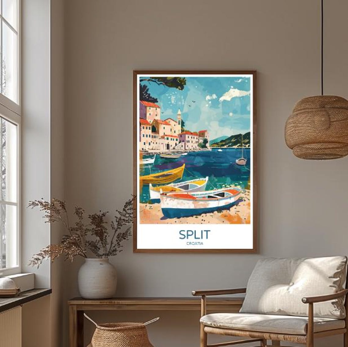 Split Croatia Harbor Boats Old Town Waterfront Vintage Travel Poster - Image 3