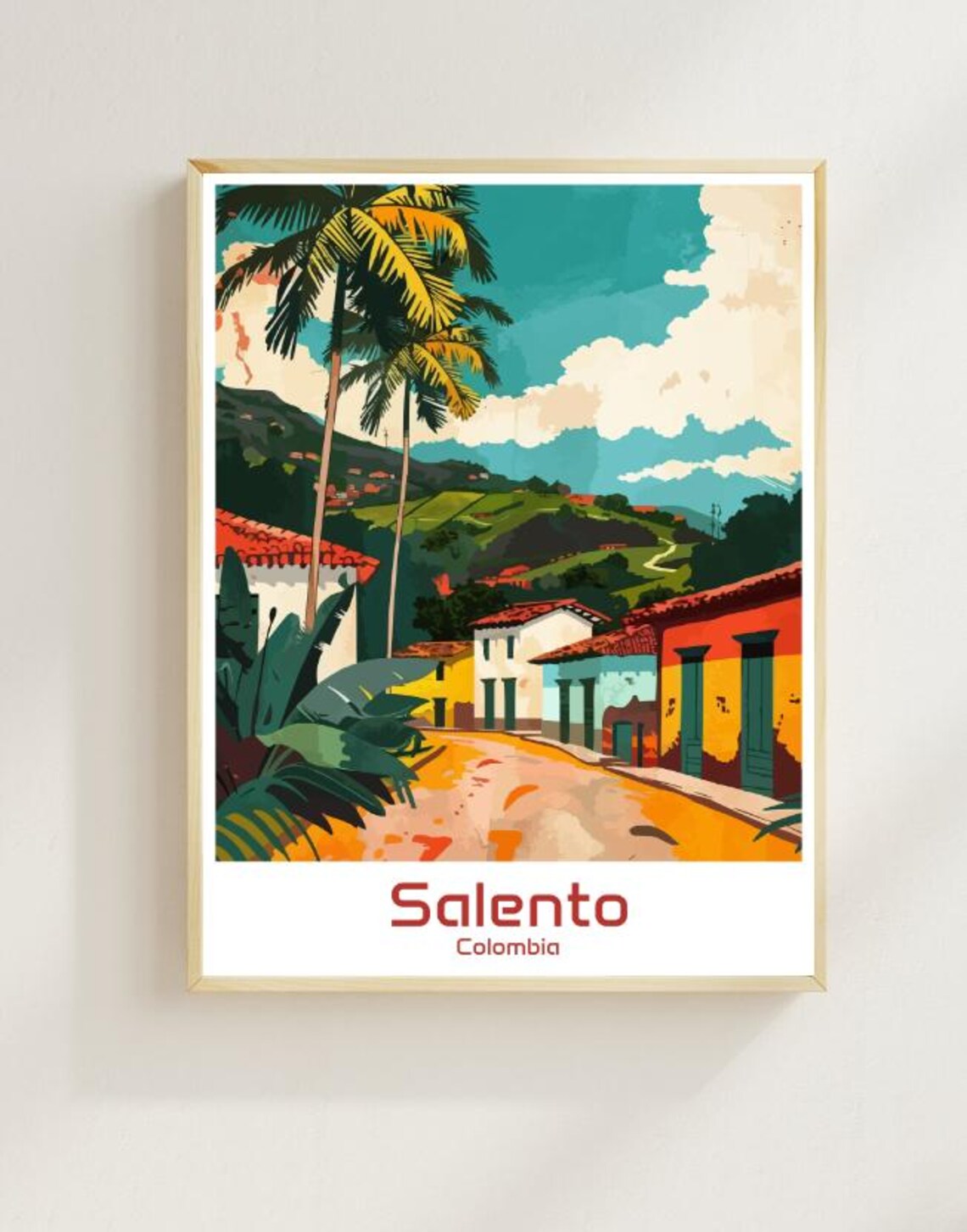 Salento Colombia Coffee Region Colorful Street Palm Travel Poster