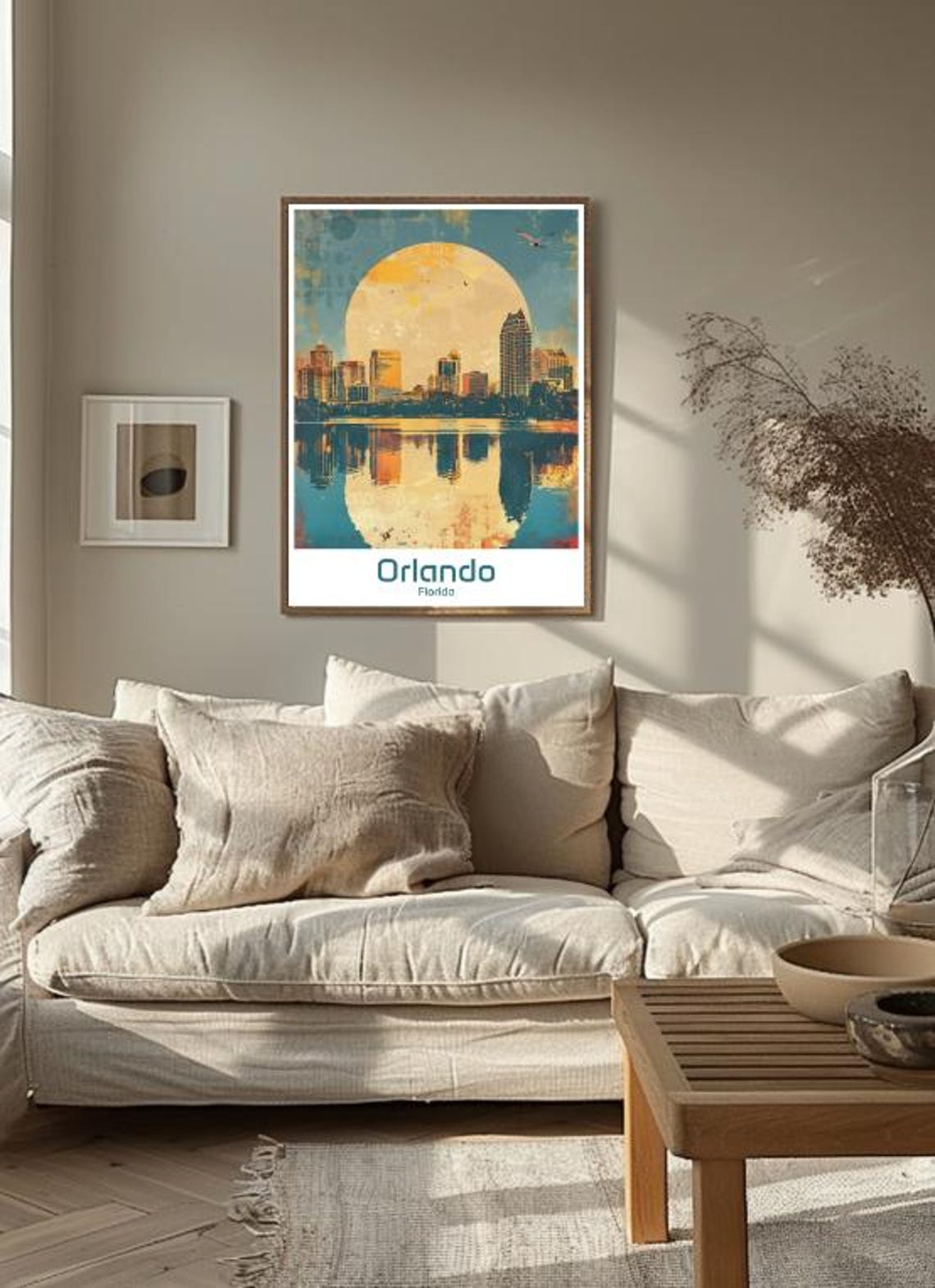 Orlando Retro Sunset Skyline Lake Reflection Florida Art Poster - Image 3