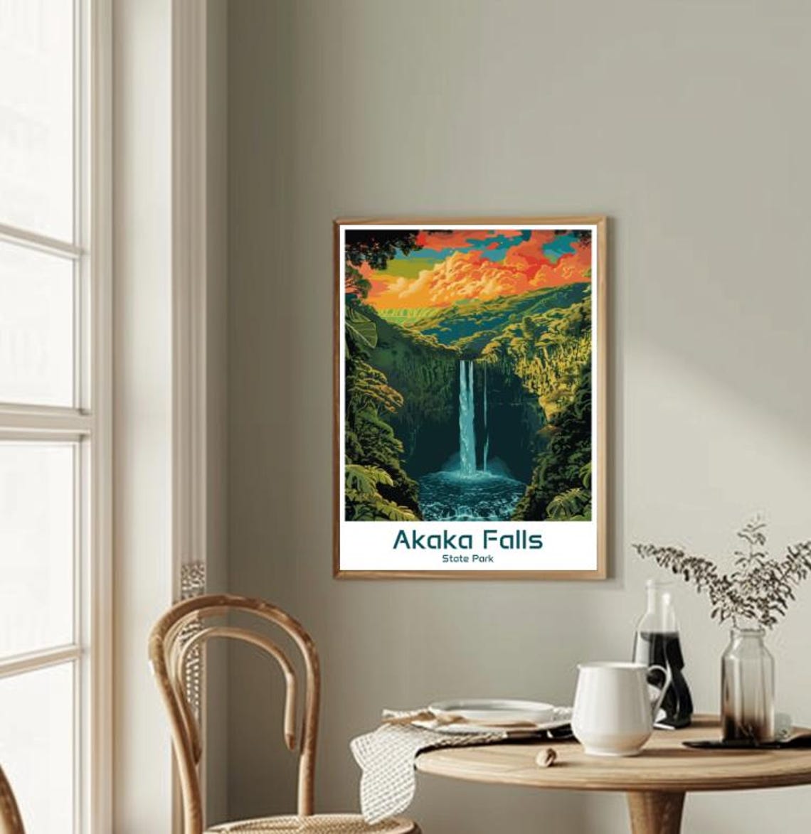 Akaka Falls State Park Towering Waterfall Jungle Sunset Poster - Image 2