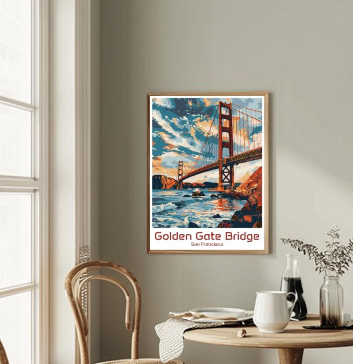 Golden Gate Bridge San Francisco Sunset Waves Iconic Landmark Poster - Image 2