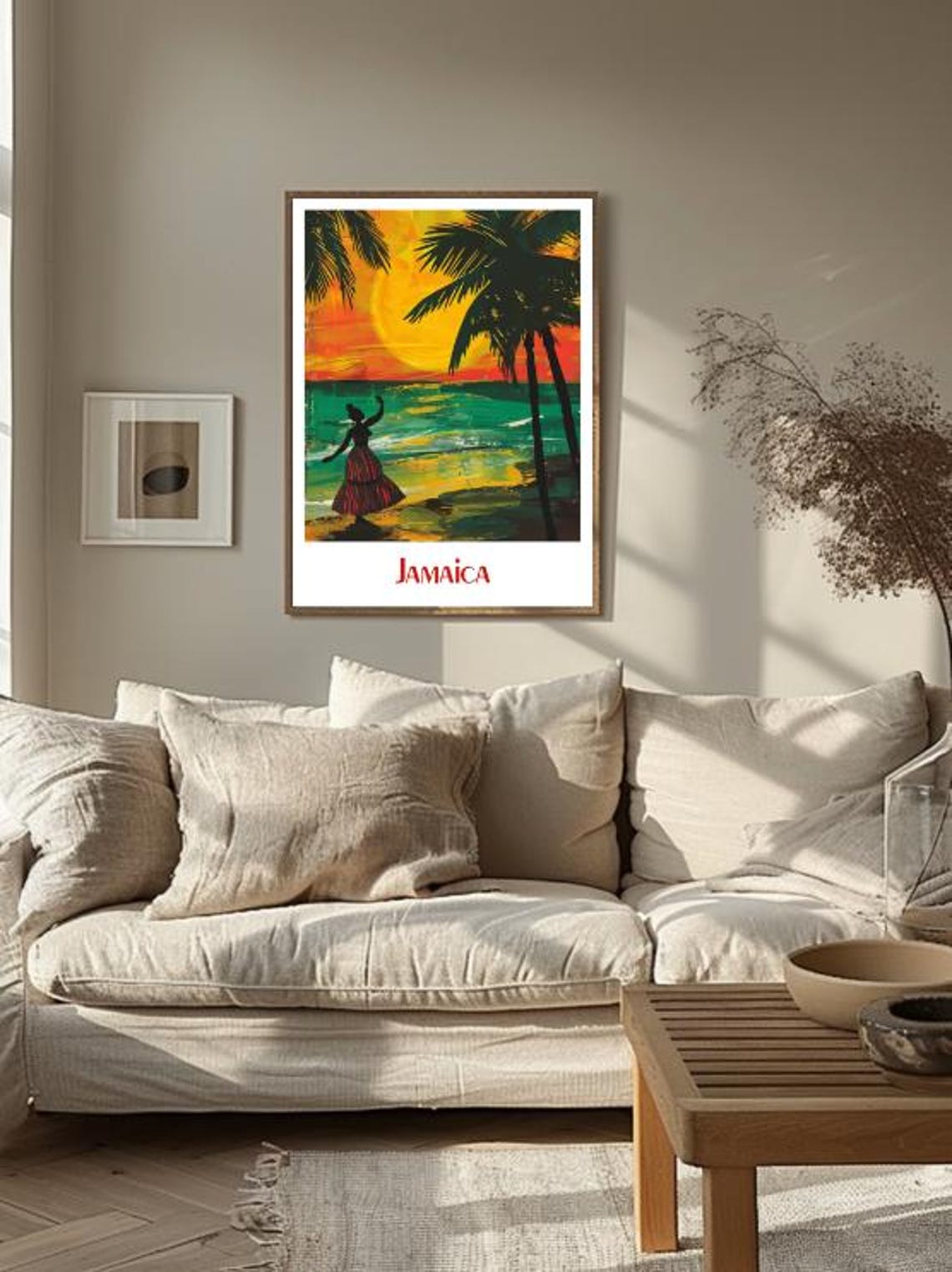Jamaica Sunset Beach Dancer Silhouette Palm Trees Art Poster - Image 3