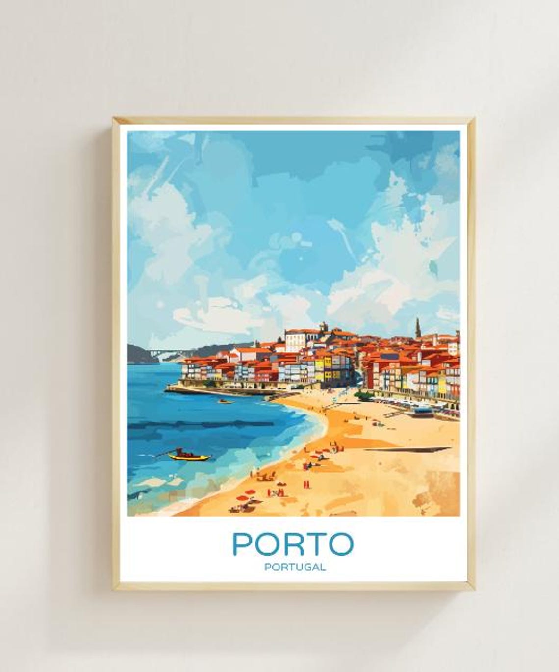 Porto Portugal Travel Posterhistoric City Views Porto Riverside Wall Art Portuguese Landscape Print Portugal Travel Decor Home Artwork