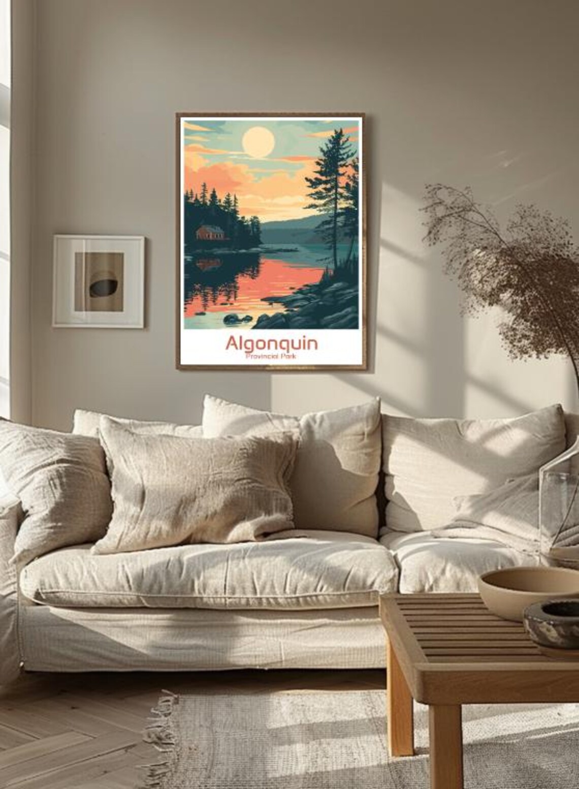 Algonquin Provincial Park Vintage Travel Poster Lake Cabin Sunset - Image 3