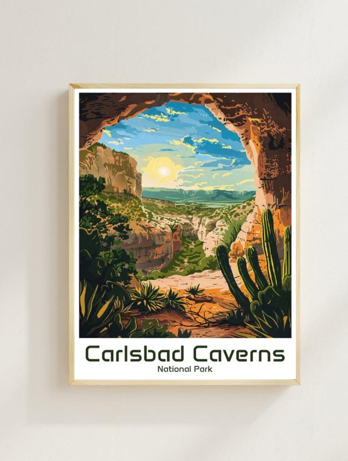 Carlsbad Caverns National Park Cave Vista Illustration Poster
