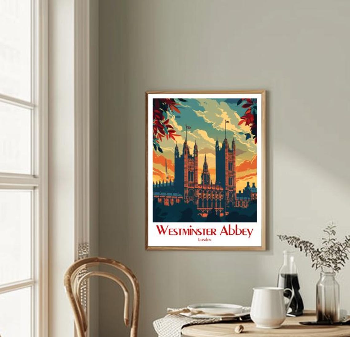 Westminster Abbey Gothic Towers Sunset Travel Poster London Art - Image 2