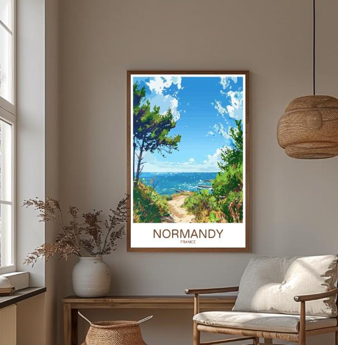 Normandy France Travel Poster Coastal Landscape Wall Art Historic French Countryside Print Vintage Travel Artwork - Image 3