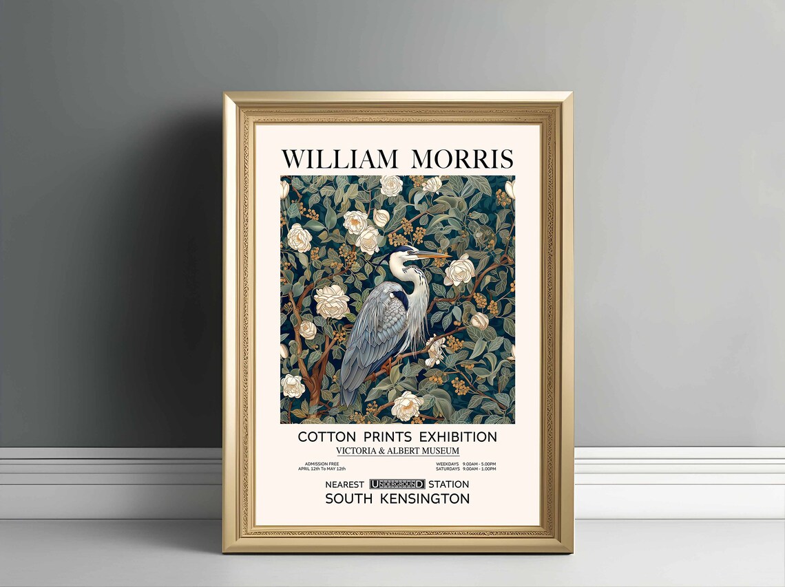 William Morris The Heron Vintage Textile Art Print