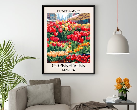 Copenhagen Flower Market Print Abstract Tulips Botanical City Design