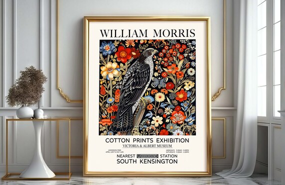 William Morris Black Falcon Cotton Prints Museum Exhibition Poster