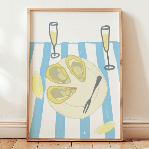 Oyster Shell Art Sea Pastel Colors Coastal Beach Print Wall Seaside Decor Bar Cart