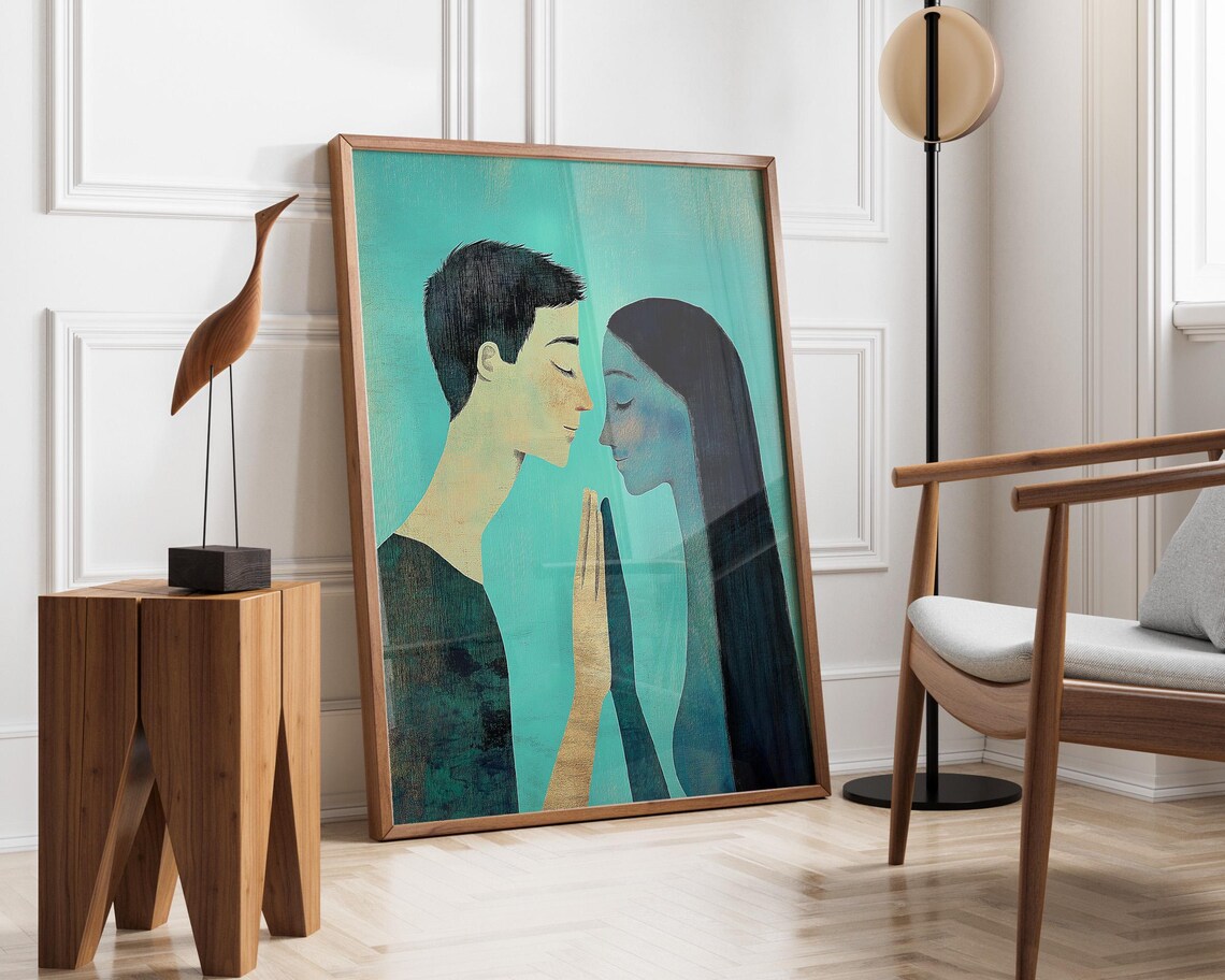 Romantic Couple Abstract People, Contemporary Art Print - Image 4