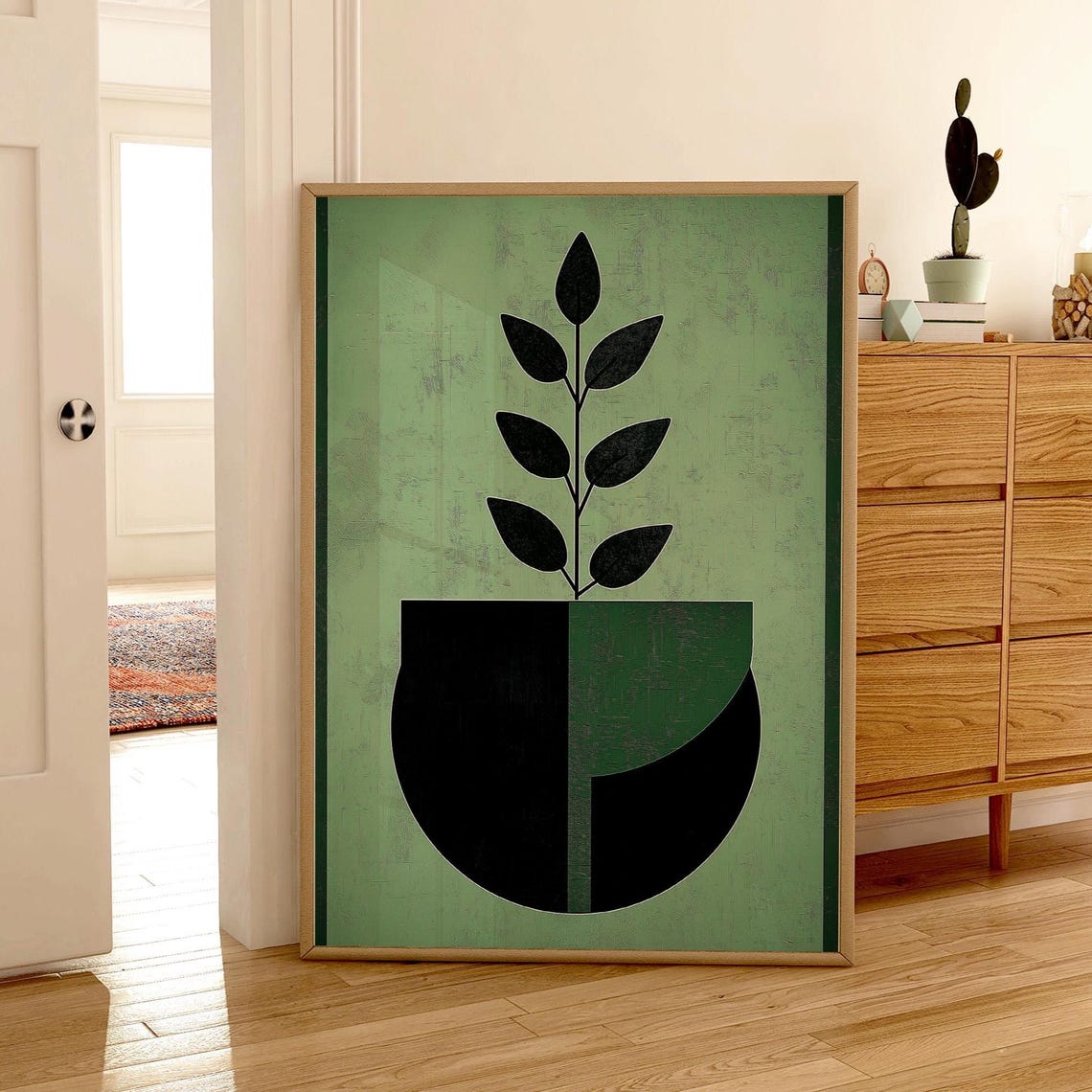 Abstract Geometric Plant Floral, Mid-Century Art Print