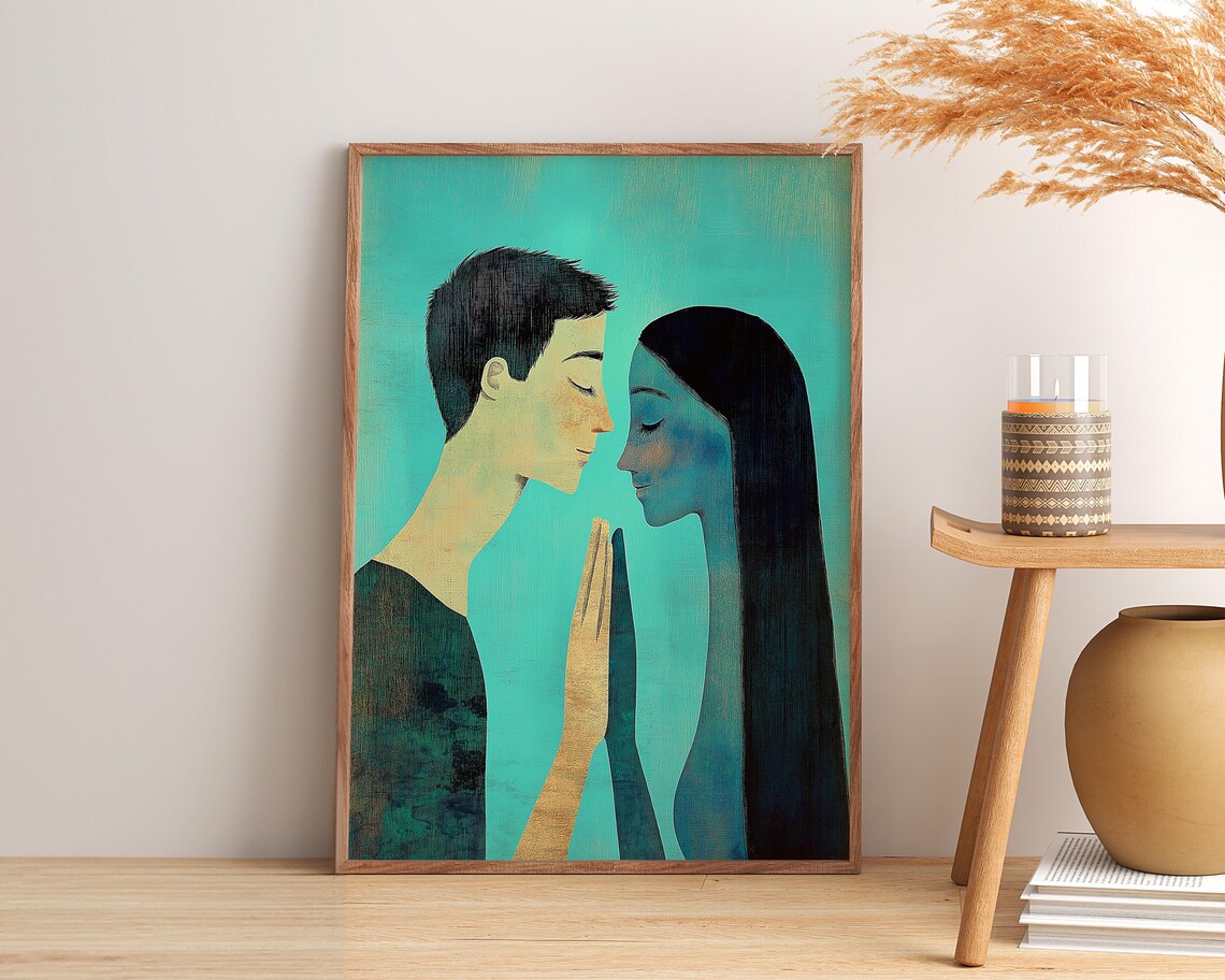 Romantic Couple Abstract People, Contemporary Art Print - Image 2