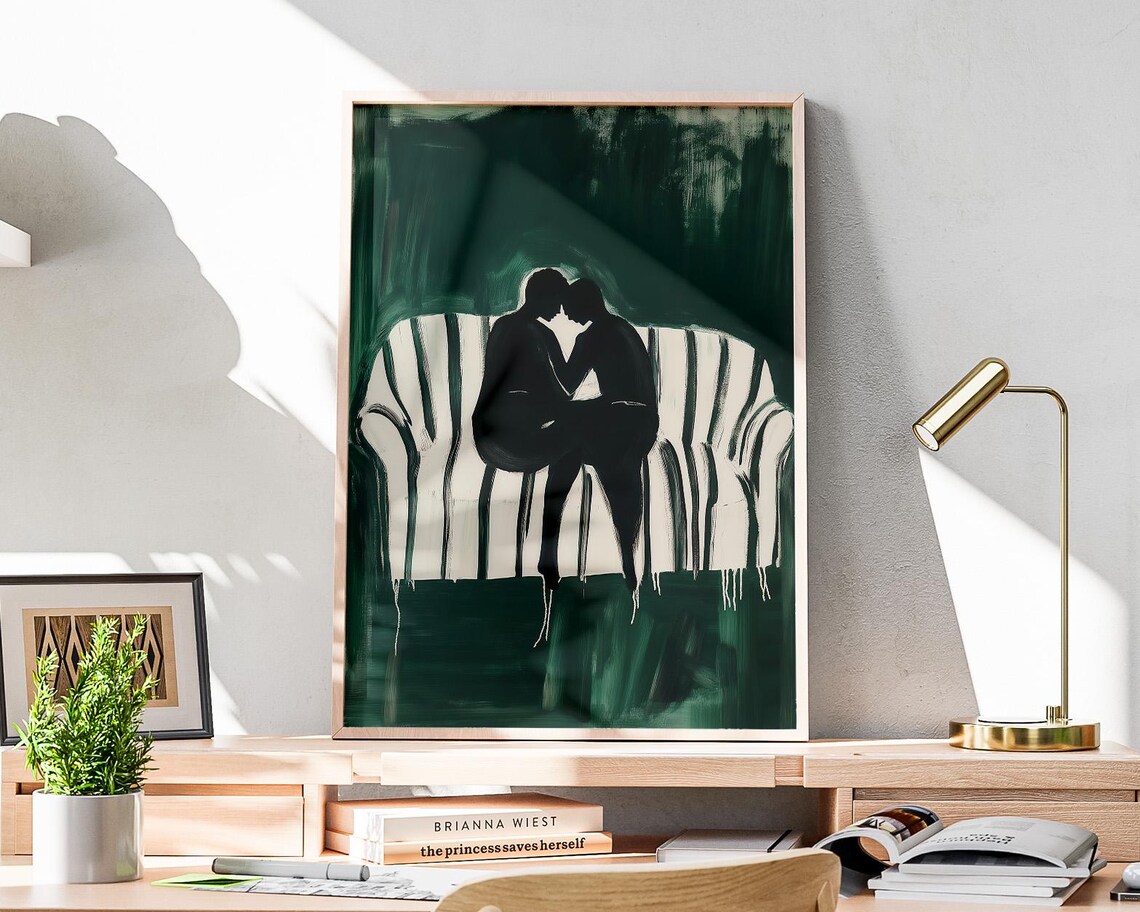 Romantic Couple Abstract People, Contemporary Artwork - Image 2