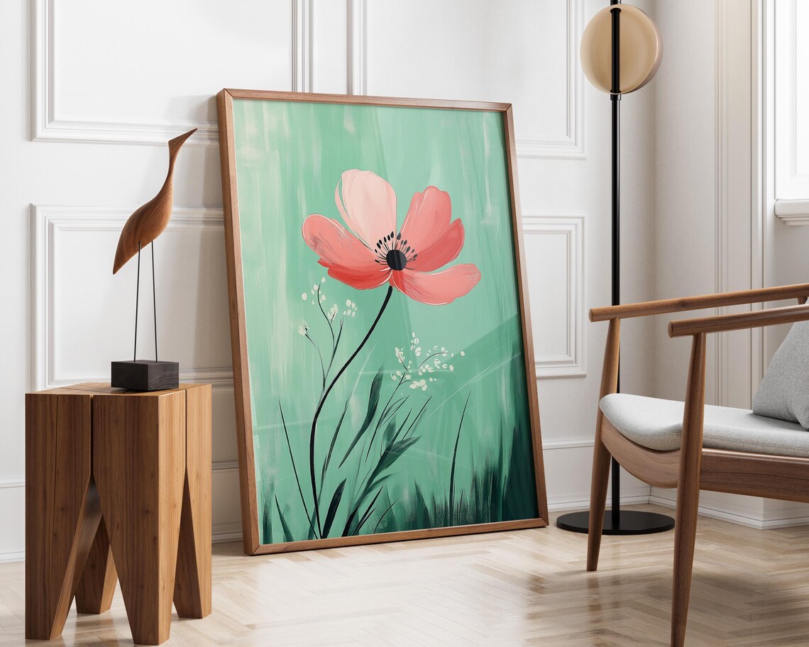 Abstract Red Poppy Art Print, Minimalist Floral Decor - Image 4