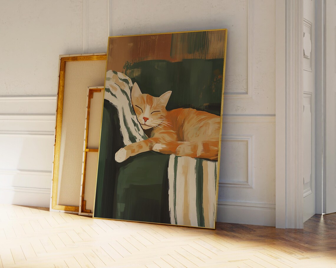 Sleeping Cat, Contemporary Cute Cat Poster - Image 3