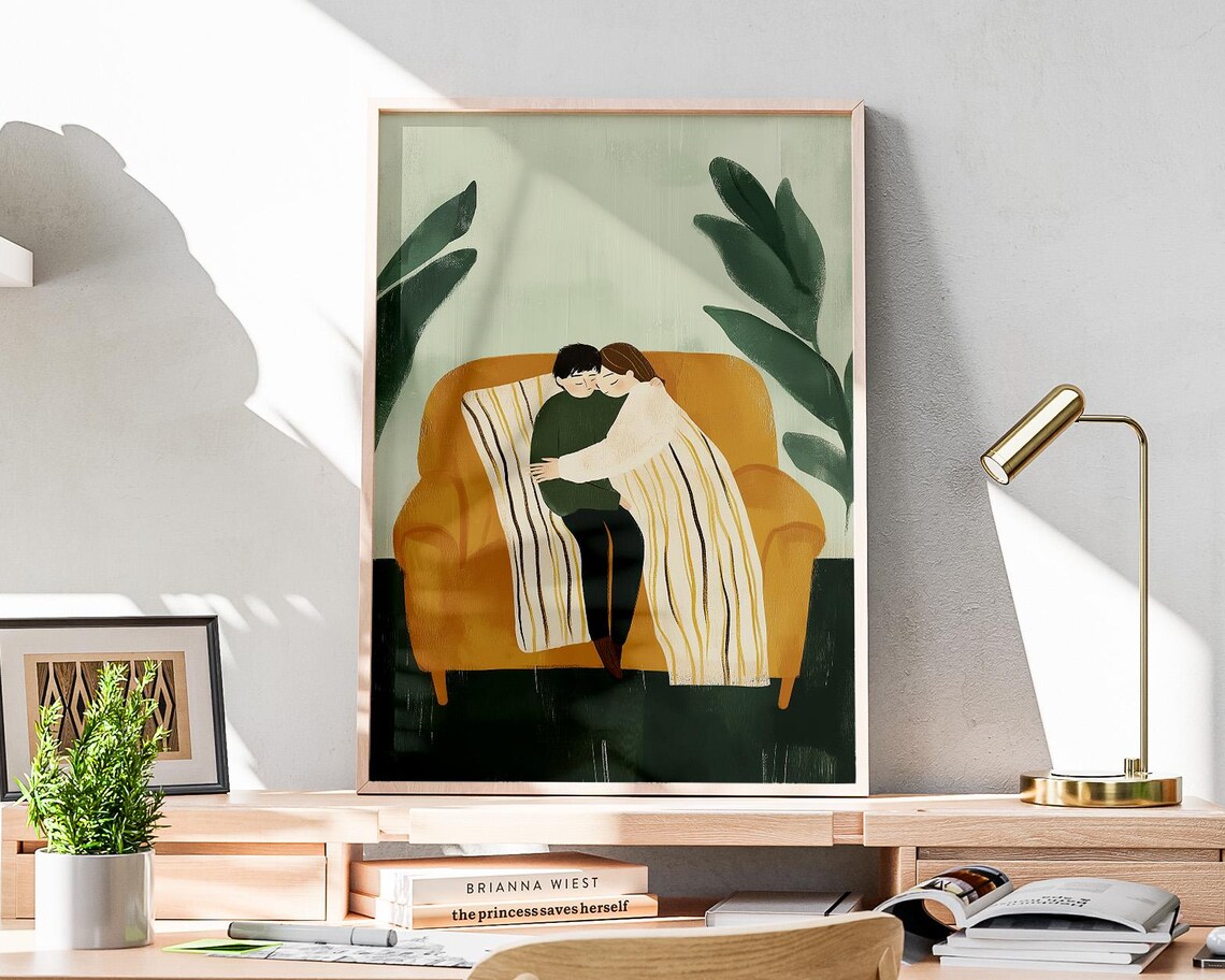 Romantic Couple Abstract People, Contemporary Artwork - Image 4