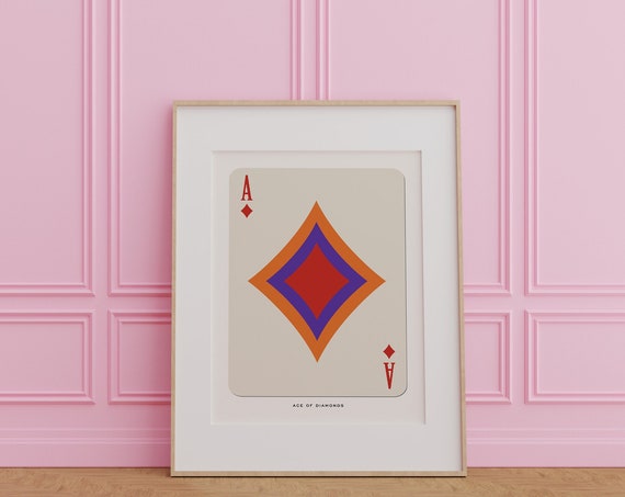 Ace Of Diamonds Wall Art Playing Card Poster Exhibition Poster Modern Art Mid Century Abstract Wall Art Poker Print Neutral Print