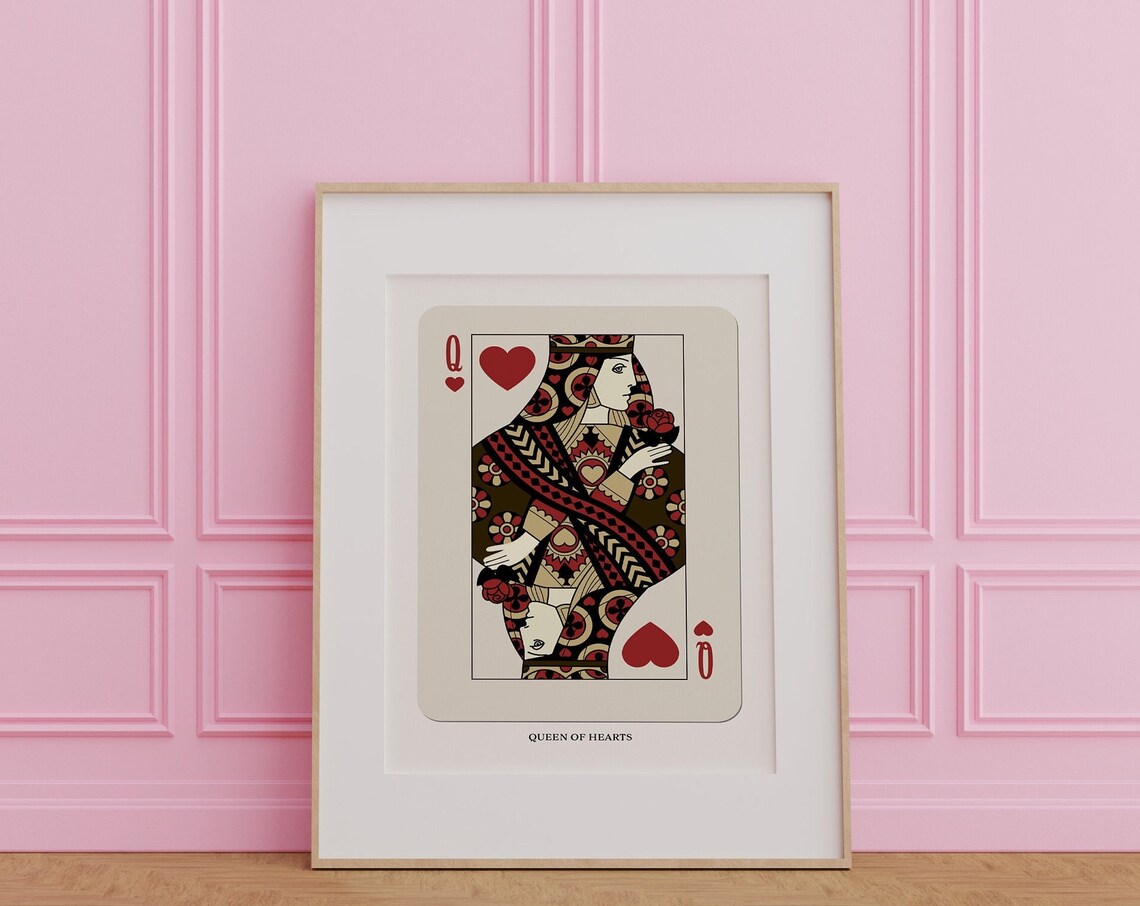 Queen Of Hearts Modern Mid-Century Poster