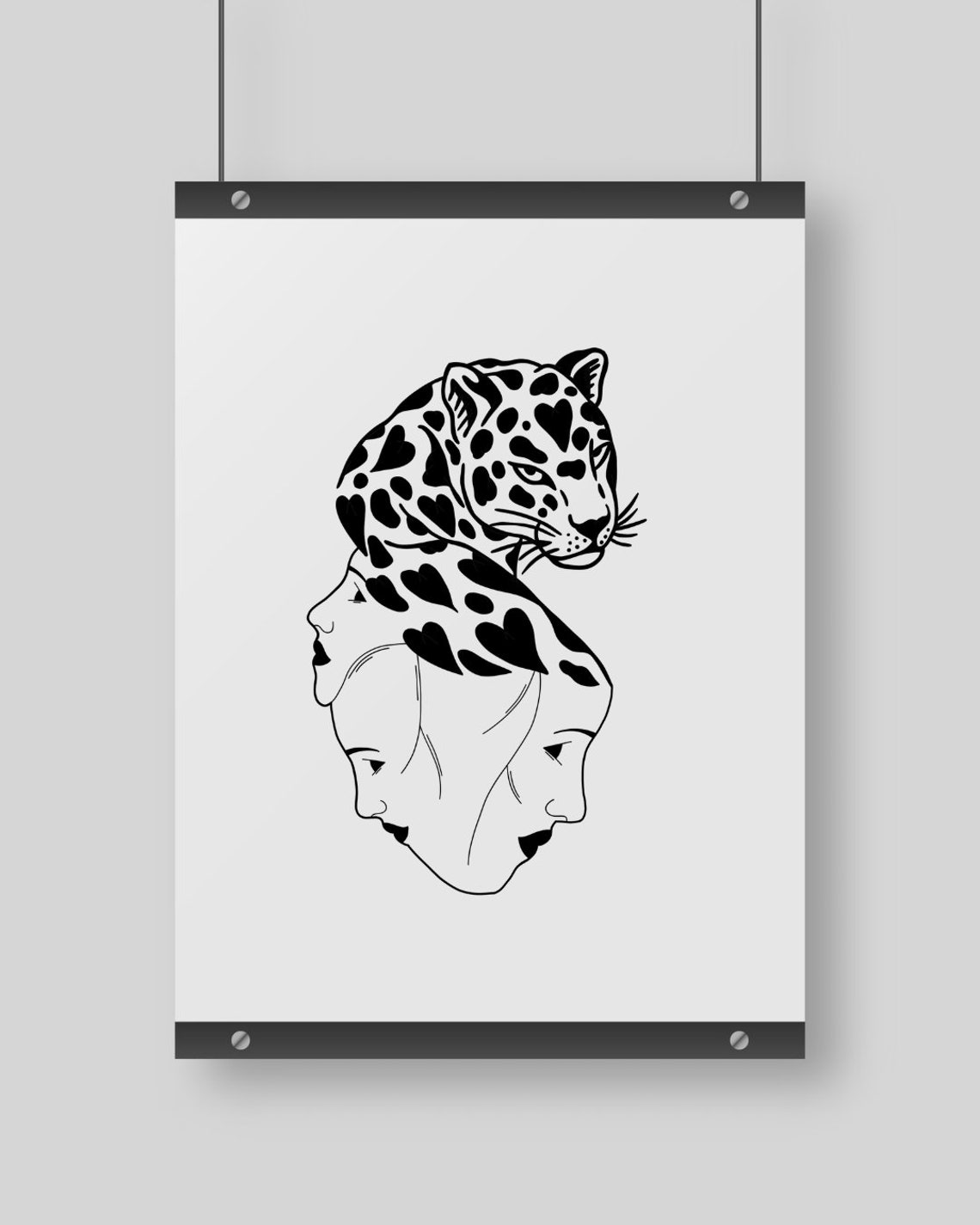 Camouflage Mode Leopard Woman Face Blend Tattoo Style Art Poster - Image 3