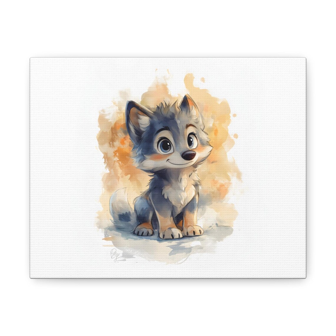 Baby Wolf Watercolor Cute Gray Pup Nursery Animal Art Poster - Image 3