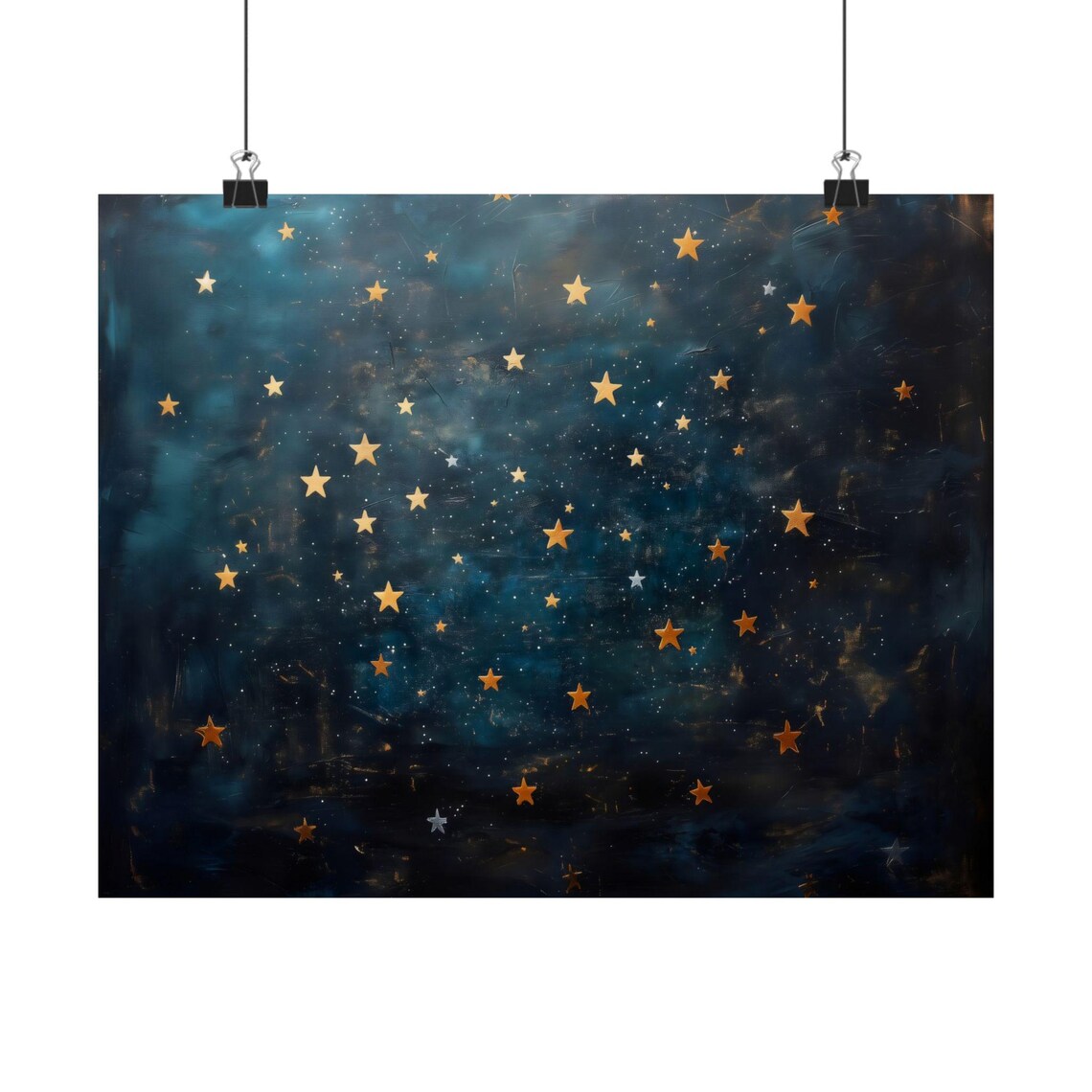 Gold Stars in the Sky Modern Landscape Art Print