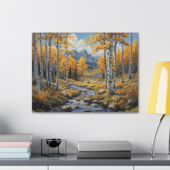 Aspen Tree Wall Art Landscape Nursery Forest Forest Print Aspen Trees Oil Painting Landscape Forest Art